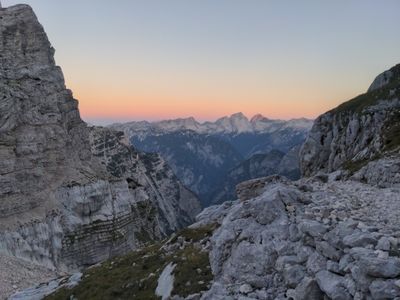 Cover image - a sunset in the Julian Alps