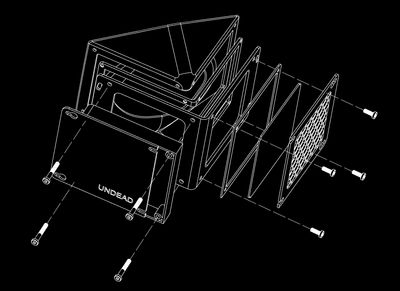 Exploded assembly view used in customer development materials "Exploded view showing parts involved in the mask platform"